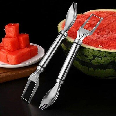 1/2Pcs Watermelon Fork Slicer Stainless Steel 2 in 1 Cutter