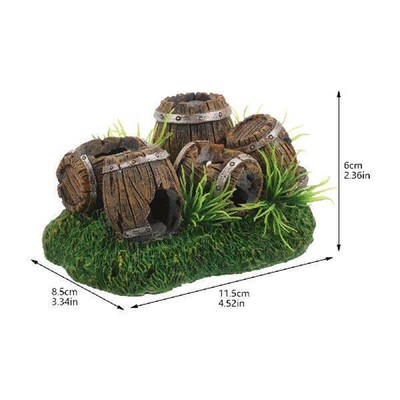 Fish Tank Barrel Ornaments Aquarium Decorative Cave Plants