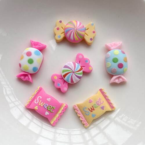 30PCS     Imitation candy resin gem accessories flat back cl