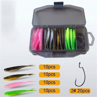 61pcs/set Simulation Bionic Lures Fork Tail Wobbler Bait
