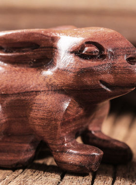 花梨木十二生肖摆件精致木质三合生肖家居客厅桌面装饰品开月送礼