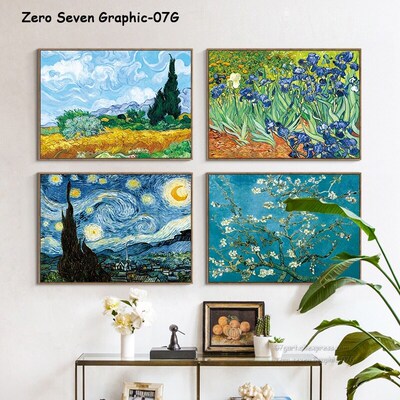 07G Van Gogh Oil Painting Works Sunflower Apricot Abstract A
