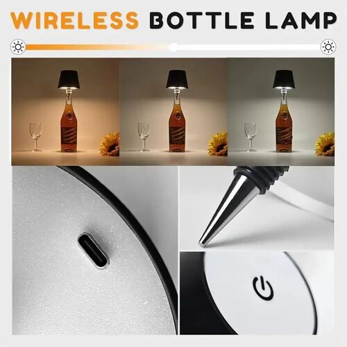 Wine Bottle LED Wireless Table Lamp 3-color Infinitely Dimma