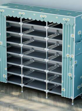 现代简易非实木加粗钢鞋架家用门口舍防尘收纳架子管落地宿IPQ式