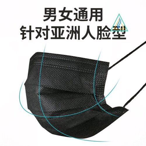 50Pcs Black Face Mask Surgical Disposable 3 Layers Medical