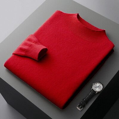 First-line Ready-made Half-turtleneck Woolen Sweater For Men
