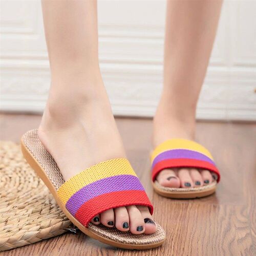 Summer Linen WomenS Slippers Flat Sandals Home Color EVA