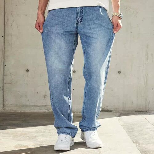 9906 Light Blue Spring High-end Loose Jeans Mens Straight L