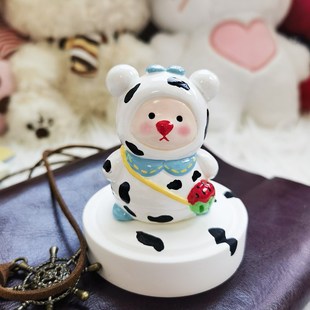 车载香水香薰汽车摆件可爱背包熊车内装饰品DIY手工绘制矿香石