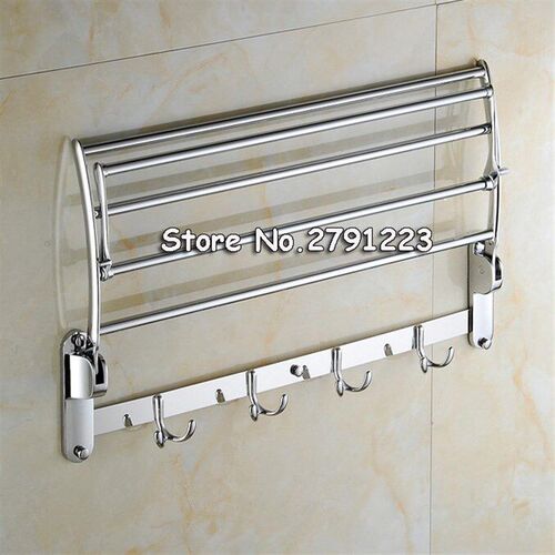 Foldable 304 Stainless Steel Towel Rack Bar Wall Mounted Ho