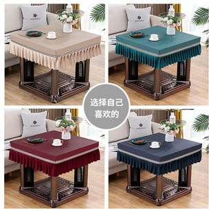 电暖炉罩防水防油烤火桌布正方形烤火桌罩家用麻将机电暖炉桌布