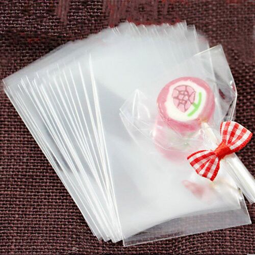 100 Pcs Gift Lollipop Cookie Bag Packaging Open Transparent