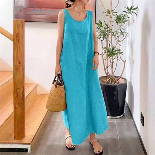 Large Size Minimalist Style Sleeveless Dresses Female Elegan