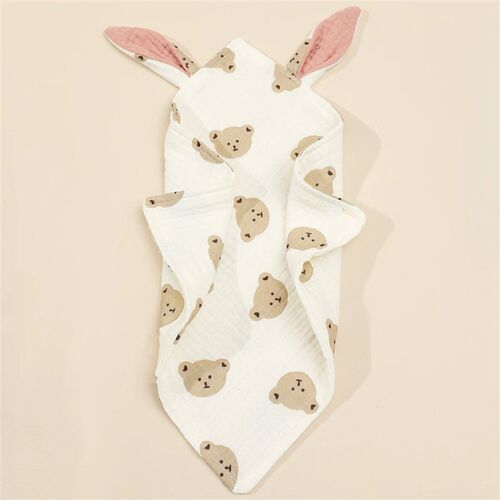 Newborn Baby Cotton Mulsin Comforter Carton Rabbit Ear Doubl