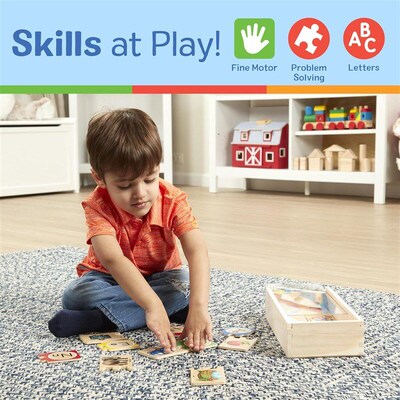 Self-Correcting Alphabet Wooden Puzzles With Storage Box拼图