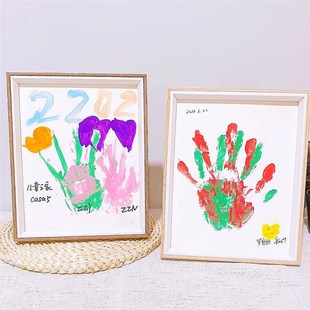 手印画diy相框10寸少儿装裱画框摆台长方形木框空框手工寸带卡纸