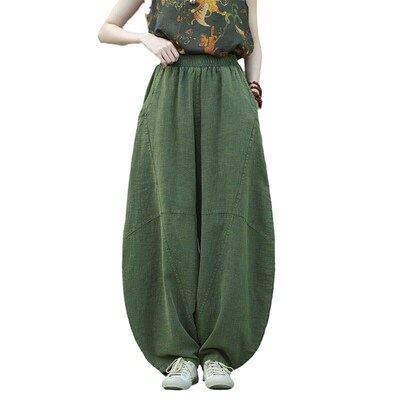 Ramie Sand Stir-fried Old Loose Casual Pants Womens Bloomer