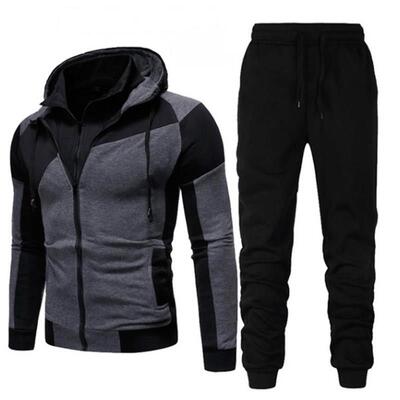 2025 Mens Stylish Colorblock Double Zipper Hooded Cardigan S