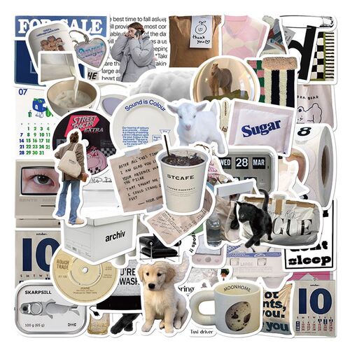 10/30/57pcs Vintage Ins Simple Cute ers Korean Cartoon Decal