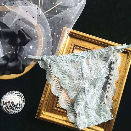Thong for Women Floral Embroidered Lace Panties Adjustable B