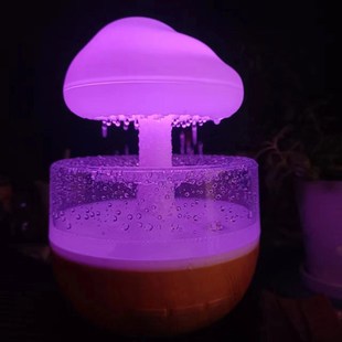 新款雨声加湿器房间桌面助眠香薰下雨七彩创意家用氛围夜灯卧室