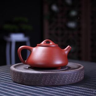 宜兴砂厂家一件大红手工光素子冶石瓢紫泡壶茶大红袍子壶茶具袍定