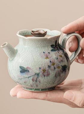 冰花手绘玉用兰茶壶泡茶家可花过滤花功苞壶单壶陶瓷夫茶具泡23JS