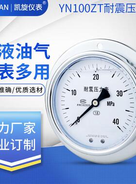 耐震压力表抗YN100ZT接震液压背水压气压真AZM表空轴向带边油压表