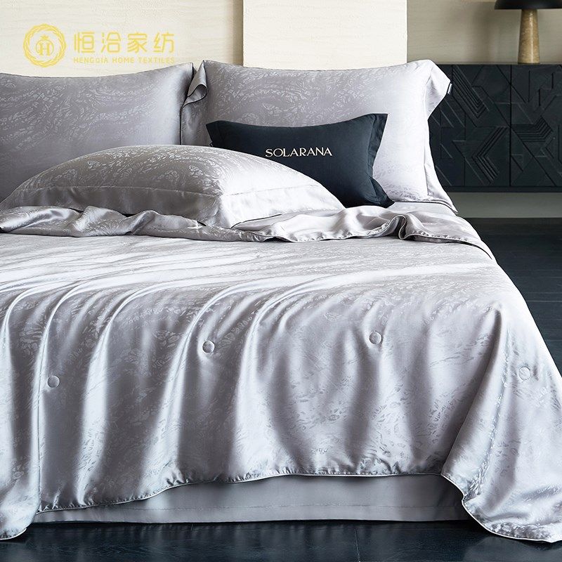 夏季100%蚕丝莱赛尔夏凉被空调被四件高端透气提花可水洗机洗,床上用品,化纤被,淘宝优惠券,粉丝福利购,淘宝优惠卷