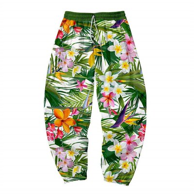 Mens Casual Trousers Tropical Plant Casual Cargo Pants