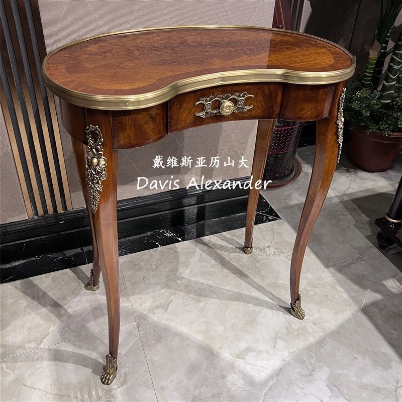 亚历山大角几欧式古典边几腰果实木茶水桌客厅装饰几嵌黄铜小茶几,住宅家具,角几/边几,淘宝优惠券,粉丝福利购,淘宝优惠卷