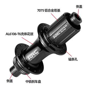 AARC046FRCMT046公路2自行车碟刹花鼓中锁4孔4培林轴承12Mx142/12