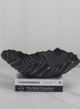 厨创意现代黑色异肌理果盘饰蒜头摆件样板间客NGW厅玄关餐厅形房