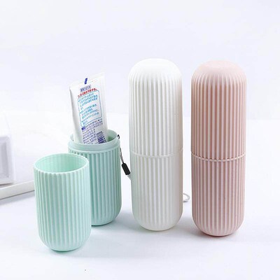 Striped Travel Toothbrush and Rinse Cup, Portable Set Creati