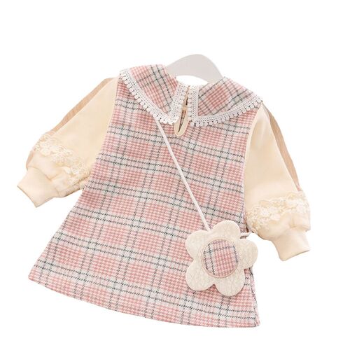 Girls Dress Spring Autumn Checkered for Kids 945