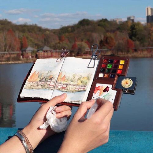 1PC Creative Mini Paint Box Watercolour Paint Painting Outdo