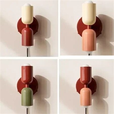 Color double head wall lamp Nordic minimalist modern bedroom
