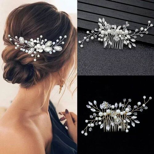 Crystal Pearl Hairpin Hair Vine Tiaras Head Piece Hair Comb