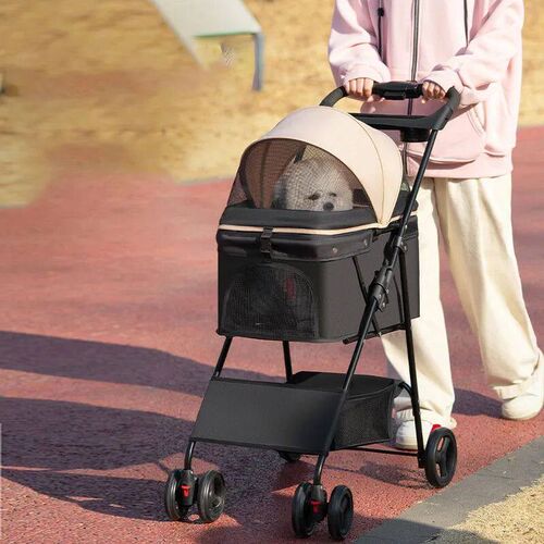 Pet Stroller Foldable Dog Walking Cat Stroller With Storage