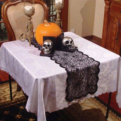 1pcs Black Lace Spider Web Cobweb Tablecloth Table Runner