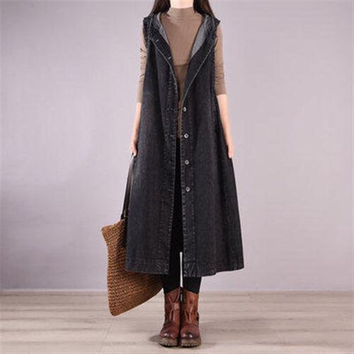 2025 Plus Size Womens Loose Long Outer Single-breasted Deni