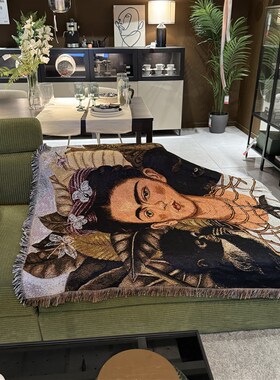 墨西哥画家弗里达卡罗Frid Khlo 猴子与自画像 挂毯沙发毯