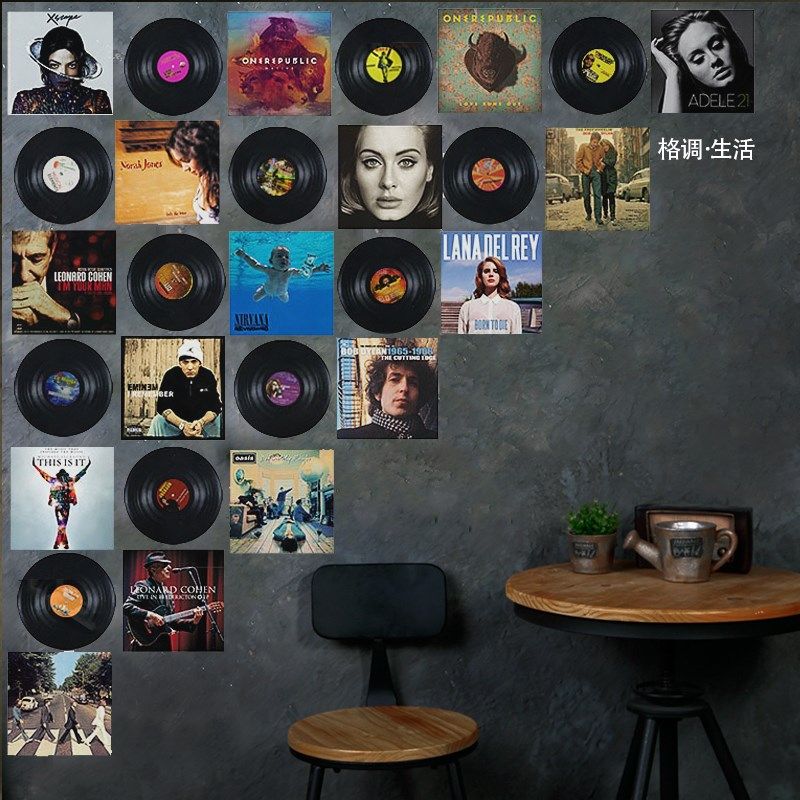 黑胶唱片装饰复古酒吧清吧ktv店铺背景墙壁饰挂件理发店创意墙贴,家居饰品,壁饰,淘宝优惠券,粉丝福利购,淘宝优惠卷