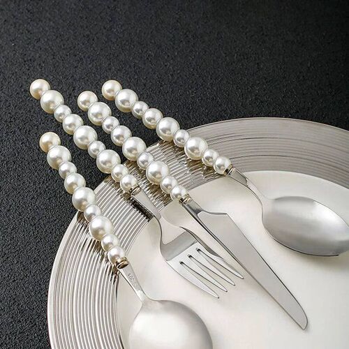 1/3/4Pcs Pearl Cutlery Set Western 18/10 Stainless Steel Tab
