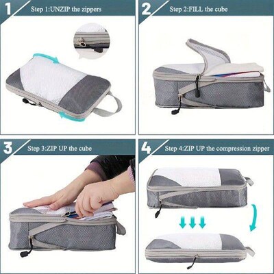 3-Piece Compression Packing Cube Set - Super-Efficient