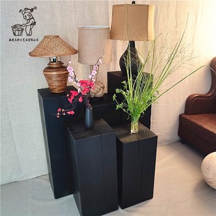 方形碳化木墩矮凳原木摆件茶几实木墩子花架树桩个性圆形柱子