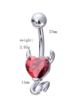 Love & Annie Heart Navel Belly Button Rings Devil Shape Red