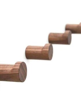 L9NB 4Pcs Natural Wooden Wall Hooks Punch-Free No Drilling