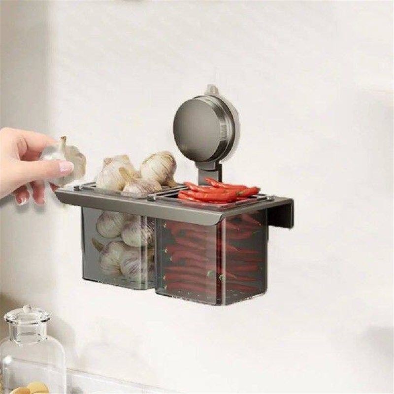 Carbon Steel Suction Cup Ginger Storage Box Wall Mounted - 实物图