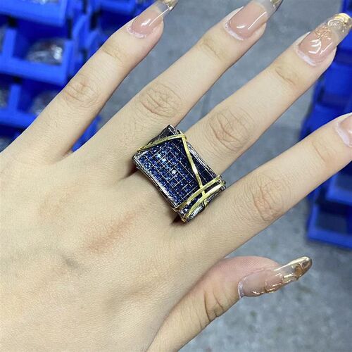 New Exquisite Blue Zircon for Men and Women Ring Irregular B